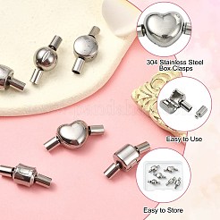 6個 6スタイル 304ステンレススチールボックス留め金  プラチナ  混合図形  8~20x19.5~20.5x7~10mm&nbsp;STAS-CJ0002-72
