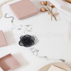 1Pc Valentine's Day High Class Polyester and Imitation Pearl 3D Flower Choker Necklaces for Women&nbsp;NJEW-LP0004-27A