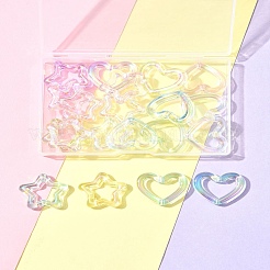 20 個 2 スタイル UV メッキ透明アクリルビーズ  ハート＆スター  ミックスカラー  25~26x27.5~29.5x7mm  穴：2.5mm  約2個/スタイル&nbsp;OACR-FS0001-81