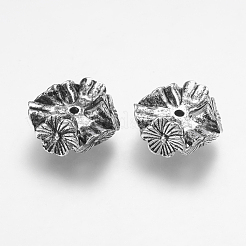 CCBプラスチックビーズ  花  アンティークシルバー  18x18x7.5mm  穴：2mm&nbsp;CCB-P005-091