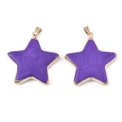 Electroplate Synthetic Turquoise Pendants&nbsp;X-G-S344-65B