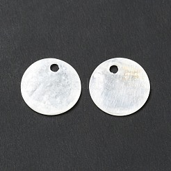 ナチュラルカピスシェルチャーム  フラットラウンド  ホワイト  11x0.9mm  穴：1.5mm&nbsp;BSHE-G029-15