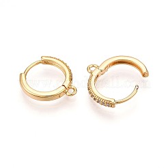 Brass Micro Pave Cubic Zirconia Hoop Earring Finding&nbsp;KK-N261-51B-G