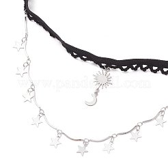 Brass Sun Moon Star Tassel Thigh Leg Chains&nbsp;AJEW-AN00637-02