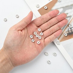 アイアン製ラインストーンスペーサービーズ  グレードB  波エッジ  ロンデル  銀色のメッキ  透明  サイズ：直径約8mm  厚さ3.5mm  穴：1.8~2mm&nbsp;X-RB-A008-8MM-S