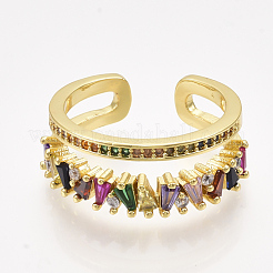Brass Micro Pave Cubic Zirconia Cuff Rings&nbsp;RJEW-S044-037