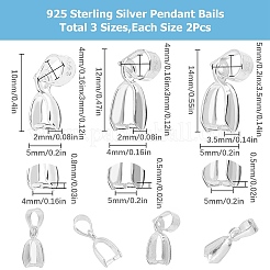 6個3スタイル925スターリングシルバーペンダントベイル  アイスピックピンチベイル  銀  7.5~11x4~5x2~3.5mm  穴：3~3.5x4~5mm  ピン：0.5~0.8mm  2個/スタイル&nbsp;STER-SC0001-17