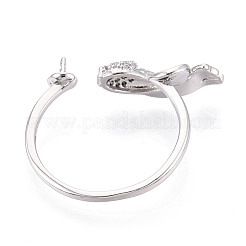 Fish Brass Micro Pave Clear Cubic Zirconia Cuff Ring Settings&nbsp;KK-T076-52P
