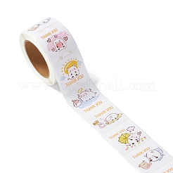粘着ありがとうステッカーロール  四角い紙ギフト画像ステッカー  言葉  3.3x5.9cm&nbsp;DIY-M035-03F