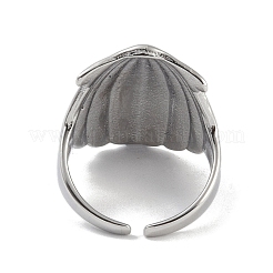 304 Stainless Steel Shell Shape Open Cuff Ring for Women&nbsp;RJEW-Z037-01P