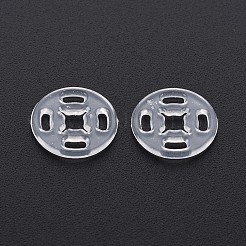 透明樹脂スナップファスナー  フラットラウンド  透明  12x11.5mm  穴：2.5mm&nbsp;BUTT-N018-041