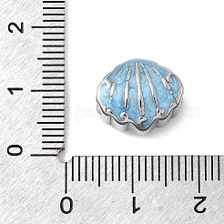 304ステンレススチールエナメルヨーロピアンビーズ  大穴ビーズ  シェル形状  ステンレス鋼色  11.5x13x8mm  穴：4.5mm&nbsp;STAS-D153-32P