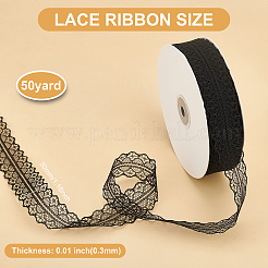 ジュエリー製作用レーストリムナイロンひも糸  ブラック  1-1/8インチ（30mm）  約50ヤード/ロール&nbsp;OCOR-WH0073-06A