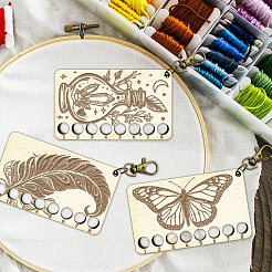 8ポジション木製刺繍糸収納トレイ  レーザーカット糸スプールオーガナイザーホルダー  スイベルクラスプ付き  ボトル  100x60x3mm  穴：10mm&nbsp;TOOL-WH0056-024
