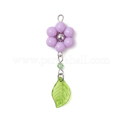 アクリルと304ステンレス鋼の大きなペンダント  花  ステンレス鋼色  52x16x6mm  穴：3mm&nbsp;PALLOY-JF04512-02