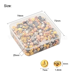 500個4色ccbプラスチックビーズ  水平穴  文字a~z付きのフラットラウンド  ミックスカラー  7x4mm  穴：1.4mm&nbsp;CCB-YW0001-03M