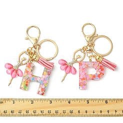 Letter A~Z Transparent Glitter Resin Pendant Keychains&nbsp;KEYC-FZ00024-21