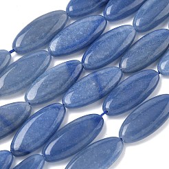 天然石ブルーアベンチュリンビーズ連売り  馬の目  染め＆加熱  29~30x12~12.5x5.5~6.5mm  穴：0.7~1mm  約13個/連  14.96インチ（38cm）&nbsp;G-B078-E13-01A
