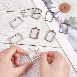 ラックメッキ合金フォトロケットペンダント  長方形  ミックスカラー  33.5~37x21~23.5~24x3.5~4mm  穴：28.5~29x18.5~19mm  2色  10個/カラー  20個/箱&nbsp;PALLOY-OC0001-59