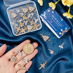 32Pcs 4 Styles Rack Plating Alloy Rhinestone Pendants&nbsp;FIND-SC0011-61