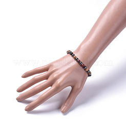 ストレッチブレスレット  ウッドビーズと非磁性合成ヘマタイトビーズ  ラウンド  2-1/4インチ（5.7cm）  ビーズ：6~6.5mm&nbsp;BJEW-JB05050-02