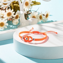 Lampwork Evil Eye Braided Bead Bracelet&nbsp;BJEW-JB07857-01