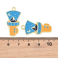 合金エナメルチャーム  山のチャームが付いた懐中電灯  ゴールドカラー  ディープスカイブルー  31x16x1mm  穴：2mm&nbsp;AL-CBA6AEB-11G-01