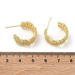 C-Shaped Brass & Clear Cubic Zirconia Stud Earrings&nbsp;KK-CBA36A2-02G