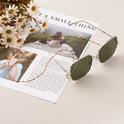 眼鏡チェーン  眼鏡用ネックストラップ  真鍮製エナメルカタツムリチェーンとラバーループエンド付き  ゴールドカラー  ミックスカラー  27.56インチ（70cm）&nbsp;AJEW-EH00360