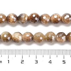 電気メッキ天然タイガーアイラウンドビーズ連売り  ファセット（128ファセット）  8mm  穴：1.2mm  約46個/連  14.96インチ（38cm）&nbsp;G-L598-A04-02