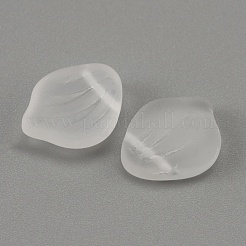 艶消しガラスチャーム  花びらのチャーム  ホワイト  15x12x4.5mm  穴：1mm&nbsp;GLAA-WH0033-24