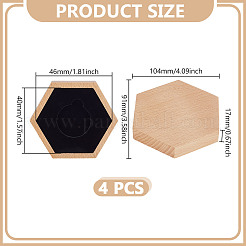 六角形の木製コインボックス  ベース付き  記念コインコレクション用品  砂茶色  91x104x17mm  内径：46x40mm&nbsp;CON-WH0089-129