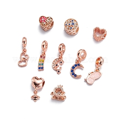 10Pcs 10 Styles Alloy Rhinestone European Dangle Large Hole Beads and Pendants&nbsp;MPDL-FS0001-01RG