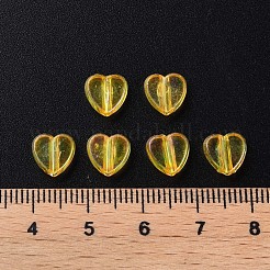 透明なアクリルビーズ  ABカラーメッキ  ハート  ゴールド  7.5x8x3mm  穴：1.8mm  約3620個/500g&nbsp;MACR-S373-114-C06