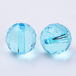 透明なアクリルビーズ  多面カット  ラウンド  ディープスカイブルー  21.5x21mm  穴：3.5mm  約80個/500g&nbsp;TACR-Q254-22mm-V40