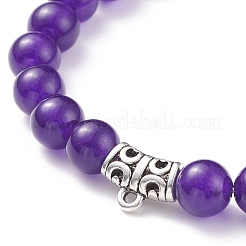 7Pcs 7 Color Natural Malaysia Jade(Dyed) Stretch Bracelets Set with Alloy Hangers&nbsp;BJEW-JB08133