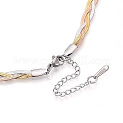 5MM 304 Stainless Steel Braided Herringbone Chain Necklaces&nbsp;NJEW-N058-04GPRG