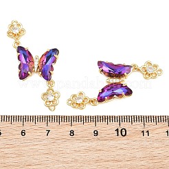 Brass Micro Pave Cubic Zirconia Connector Charms&nbsp;CU-CBACDF6-01G-14