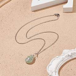 Teardrop Copper Wire Wrapped Natural Gemstone Pendants Necklace&nbsp;NJEW-JN03927