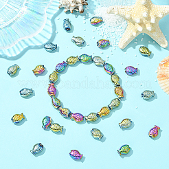 80個2色電気メッキガラスビーズ  魚  フルメッキ  ミックスカラー  15x10x3mm  穴：1mm  40個/カラー&nbsp;EGLA-SC0001-54A