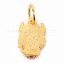 925純銀製のペンダントのカボションのセッティング  中国の星座  牛  14.5x9x2.1mm  内径：3.5mm穴：5x0.6mm&nbsp;STER-I020-01B-G