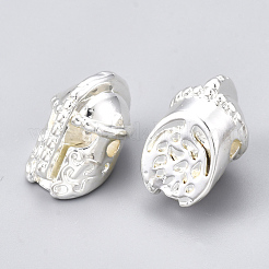 非磁性の合成ヘマタイトビーズを電気めっき  剣闘士のヘルメット  銀メッキ  10x12x15mm  穴：1.5mm&nbsp;G-T061-187S