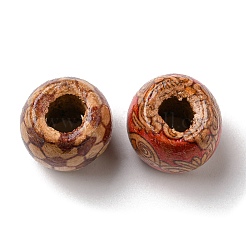 100Pcs Printed Wooden Dyed Beads&nbsp;WOOD-P019-01C