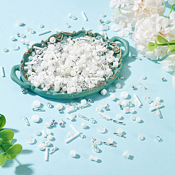 ガラスシードビーズ50g  混合図形  混合スタイル  ホワイト  2.5~12.5x2~8x2~8mm  穴：0.7~1.5mm&nbsp;SEED-TA0001-67E