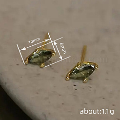 ホースアイ真鍮マイクロパヴェキュービックジルコニアスタッドピアス  ゴールドカラー  10x6mm&nbsp;FS-WG88C58-02