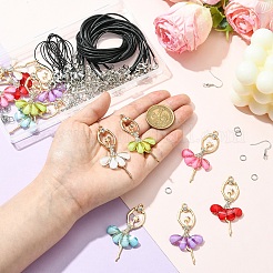DIY バレエガール合金ペンダントイヤリング/ネックレス作成キット  ミックスカラー  59x30x4.5mm  穴：2.5mm&nbsp;DIY-YW0012-23