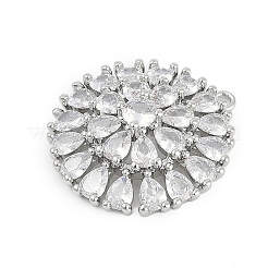 真鍮チャーム  フラットラウンドのチャーム  ガラスと  プラチナ  23.5x22x6.5mm  穴：1.5mm&nbsp;KK-Q026-06P