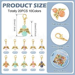 20Pcs 10 Colors Glass Bead with Alloy Pendant Decorations&nbsp;HJEW-TAC0110