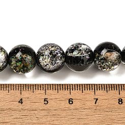 手作りの二色性箔ガラスビーズ連売り  ロンデル  ブラック  12mm  穴：1.5mm  約33個/連  14.76''（37.5センチメートル）&nbsp;DICH-U001-10A