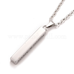 Rectangle with Word I Love You 304 Stainless Steel Pendant Necklace with Alloy Cable Chain for Women&nbsp;NJEW-M192-01P